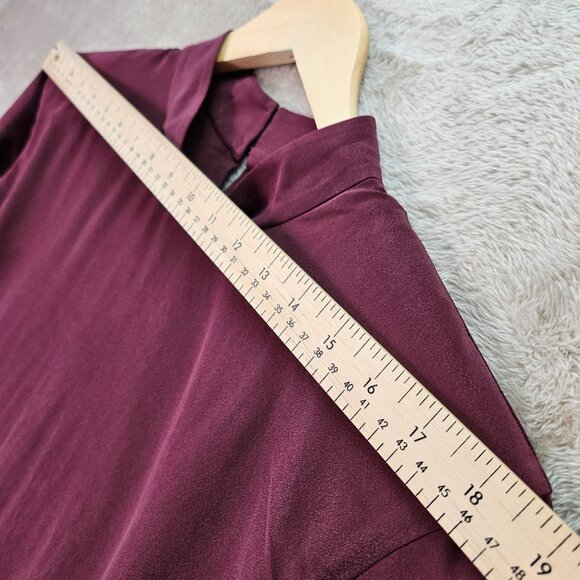 NWT Aritzia Babaton CAHUN Rich Maroon Silk Viscose Shirt w/ Shoulder Pads Size L - Picture 10 of 16